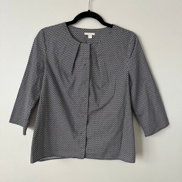 COS navy blue & white button down three-quarter sleeve top size 8 - Picture 11 of 13